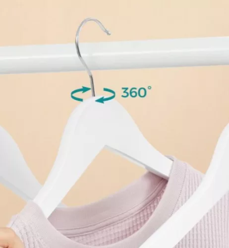 44cm Nadrágtartós Fehér Fa Vállfa Bevágásos Vállú