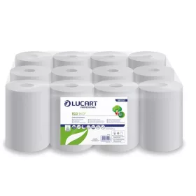   Kéztörlő, tekercses, 2 rétegű, LUCART, "Eco", fehér